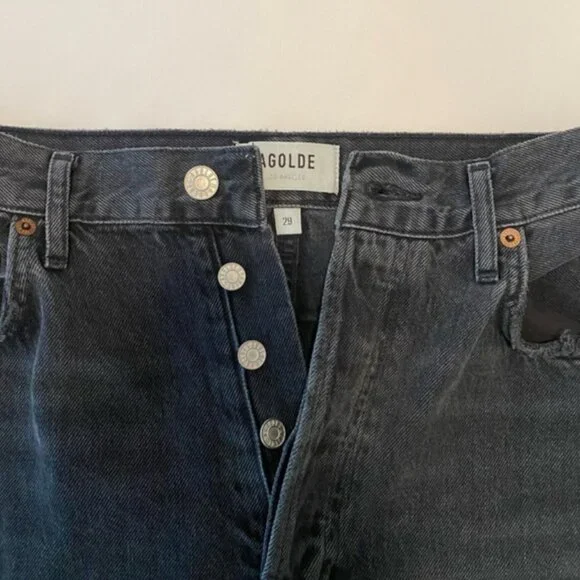 90's Pinch Waist Jeans AGOLDE in Black Distressed - size 29 - Picture 5 of 12